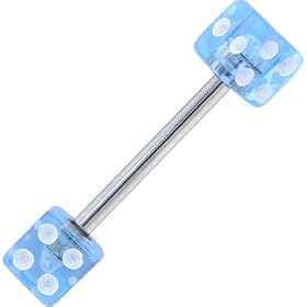 Light Blue DICE Barbell Tongue Ring by 