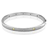 Stainless Steel Diamond Bracelet Bangle - Diameter: 70mm ( H, SI, 0.12 carat )