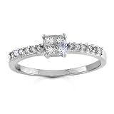 Search : 1/3 Carat Princess & Round Diamond 14k White Gold Engagement Ring