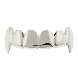 Vampire Fang Silver Plated Grillz (TOP) - Includes Fitting Piece and Protective Case