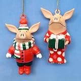 Club Pack of 24 Olivia Pig in Pajamas & Winter Clothes Christmas Ornaments