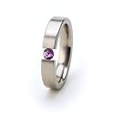 New 4mm Titanium Tension Set Ring, Natural Amethyst Gemstone, Free Sizing 4.5-17!