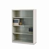 Executive Steel 4 Shelf Bookcase with Glass Doors, 36w x 15d x 52h, Putty (TNN352GLPY) Category: Metal Bookcases