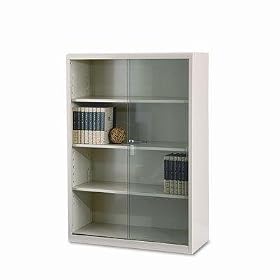 TENNSCO Executive Steel Bookcase w  Glass Doors, 4 Shelves, 36 x 15 x 52, Putty by Tennsco