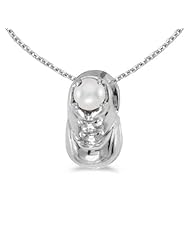 10k White Gold Pearl Baby Bootie Pendant (chain NOT included)