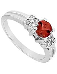Ruby and Diamond Ring 14K White Gold - 0.75 CT TGW
