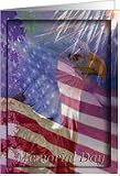 Memorial Day, Eagle with American Flag and Fireworks Card