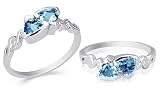 Trillion Cut London Blue Topaz Ring Sterling Silver Size 7