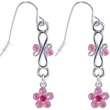 Pink WILD GERANIUM Scroll Dangle Earrings