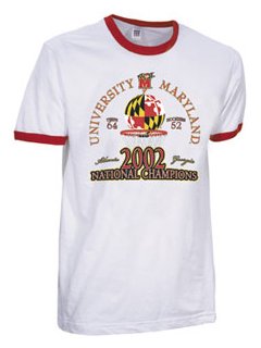 Buy 2002 University of Maryland National Champions White Ringer T-Shirt