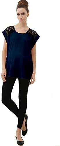 Momo Maternity "Sia" Contrast Lace Trimmed Crepe Blouse