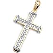 Two Tone Bursting Diamond Cross Pendant