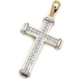 Two Tone Bursting Diamond Cross Pendant