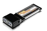 Super Speed 2 Port ExpressCard USB 3.0 Card Adapter Fits 34mm and 54mm Express-Card - Upgrade you Notebook to SuperSpeed (5GBps) 10x faster than USB 2.0 - Windows 7 Ready