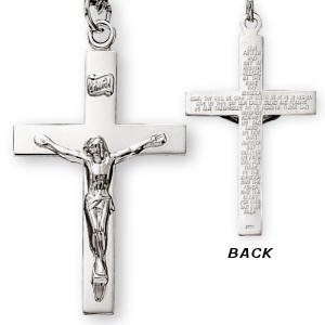 Sterling Silver Our Father Crucifix and 24-Inch Chain