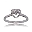 Diamond Knotted Heart Ring w/ Reeded Accent in Solid 10K White Gold