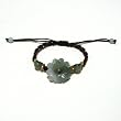 Hand-knotted Carved Daisy Jade Bracelet - Brown Adjustable Cord