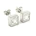 Sterling Silver Invisible Bezel Set 5mm Princess Cubic Zirconia CZ Stud Earrings