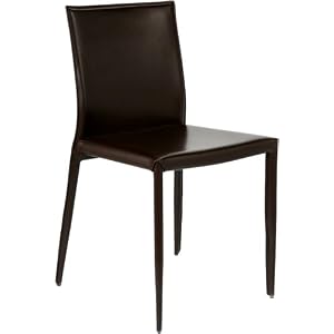 Euro Style Shen Leather Chair, Brown, Set of 4 by