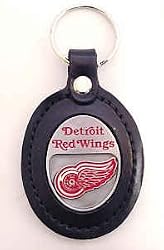 Detroit Red Wings Large Leather & Pewter Team Key Fob - NHL Hockey Fan Shop Sports Team Merchandise