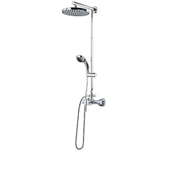 Schulte D9620 02 DuschMaster Rain mit Einhebelmischer, Kopfbrause rund, H 101,5-152 x B 25 x T 53 cm, Messinggrundgestell, chrom