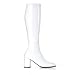GOGO 3 Inch Womens Sexy Knee High Boots Stetch GOGO Boot With Block Heel Halloween Costume Pleaser White