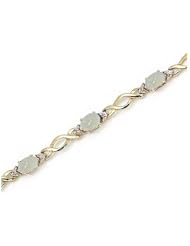 14K Yellow Gold Oval Opal and Diamond Bracelet
