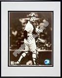 Thurman Munson, New York Yankees Catchers Gear Sepia Double Matted 8 X 10 Photograph in Black Anodized Aluminum Frame