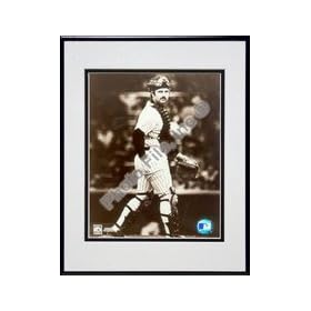  Thurman Munson, New York Yankees Catchers Gear Sepia inch Double Matted 8 inch X 10 inch Photograph in Black Anodized Aluminum Frame