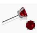 Genuine 3mm Ruby 14 Karat White Gold Round Earrings by Elite