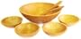 Cherry Salad Bowl Set One 15", Six 7" Bowls, Utensils - Light Finish