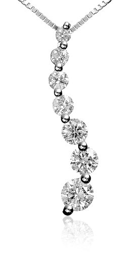 14k Choice of White or Yellow Gold Journey Curve Pendant (1/2 cttw, H Color, I1 Clarity)