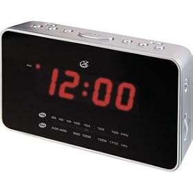 GPX C308 AM FM Dual Alarm Clock Radio with Nature Sounds (Silver) by GPX