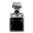 .925 Silver, Onyx & Garnet Pendant