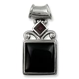 .925 Silver, Onyx and Garnet Pendant
