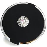 Soft Black Jeweled 10X/1X Compact Mirror with Clear Crystals