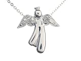 Sterling Silver CZ Angel Pendant with Link Chain