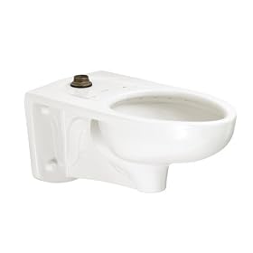 American Standard 3351.160.020 Afwall Elongated Bowl Wall-Mounted Toilet with Flushometer Valve and Top Spud, White