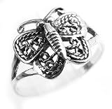 Sterling Silver Small Filigree Butterfly Ring (Size 6,7,8,9)