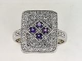 Ring with Swarovski Crystal with Genuine Amethyst