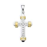 10K Two Tone Gold 1/4 ct. Diamond Cross Pendant with Chain