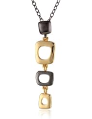 T Tahari "Essentials" Gold Colored Triple Link Pendant Necklace, 18"