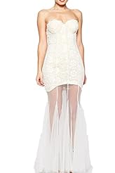 Sexy Summer Ankle Length Cocktail Sheer Ruched Lace Club Dress/Party Dress/Maxi Dress 