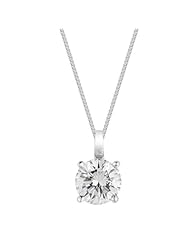 Four Prong H-I Color Diamond Solitaire Pendant Made in 14K White Gold With a Clarity of I1-I2 - Chain Length 18in