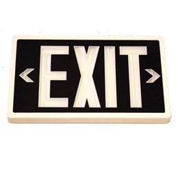 Tritium Self-luminous Exit Sign - Double Face - Black Face - White Housing - 10 Years