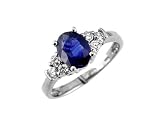 Ladies Diamond & Sapphire Ring in 14K White Gold (TCW 1.89)., Size 7