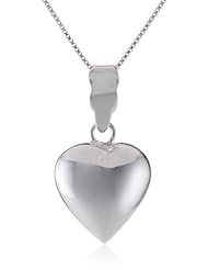 Sterling Silver Small Puffed Heart Pendant Necklace, 18"