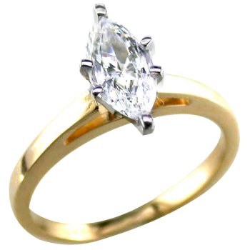 1 2 Carat Marquise Certified Diamond Solitaire Ring in 14K Yellow Gold   7 1 2