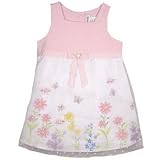 Floral and Butterfly Dress with Pink Polkadot Organza Overlay by Youngland (2T)