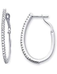 14k White Gold Large U Shape Round Diamond Earrings (G-H Color, I1 Clarity)